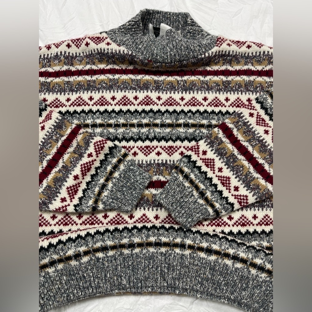 Carly Blake multi colored mock turtleneck pull over cotton sweater women’s M - Picture 8 of 15